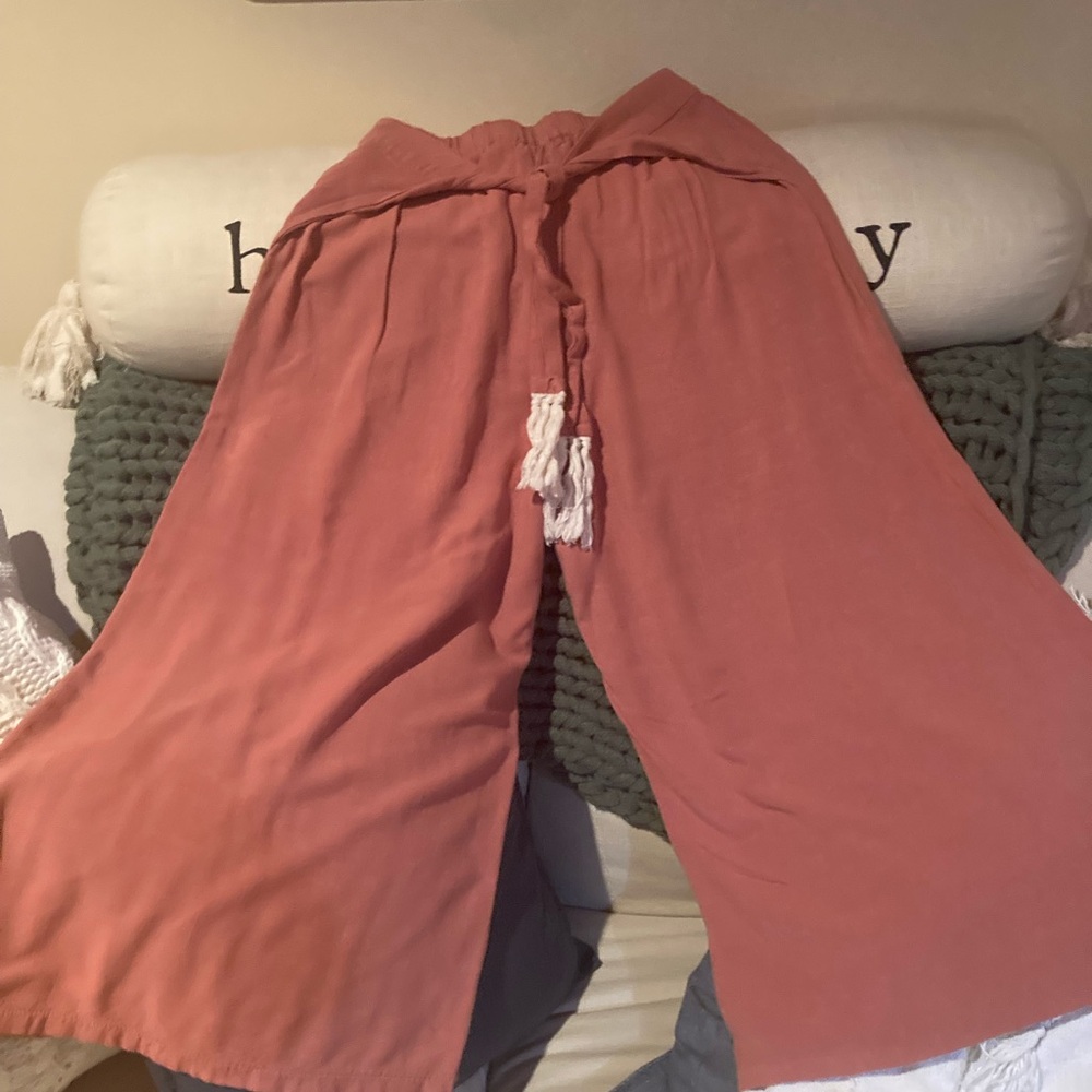 VENUS Pink and White Wide Leg Pants